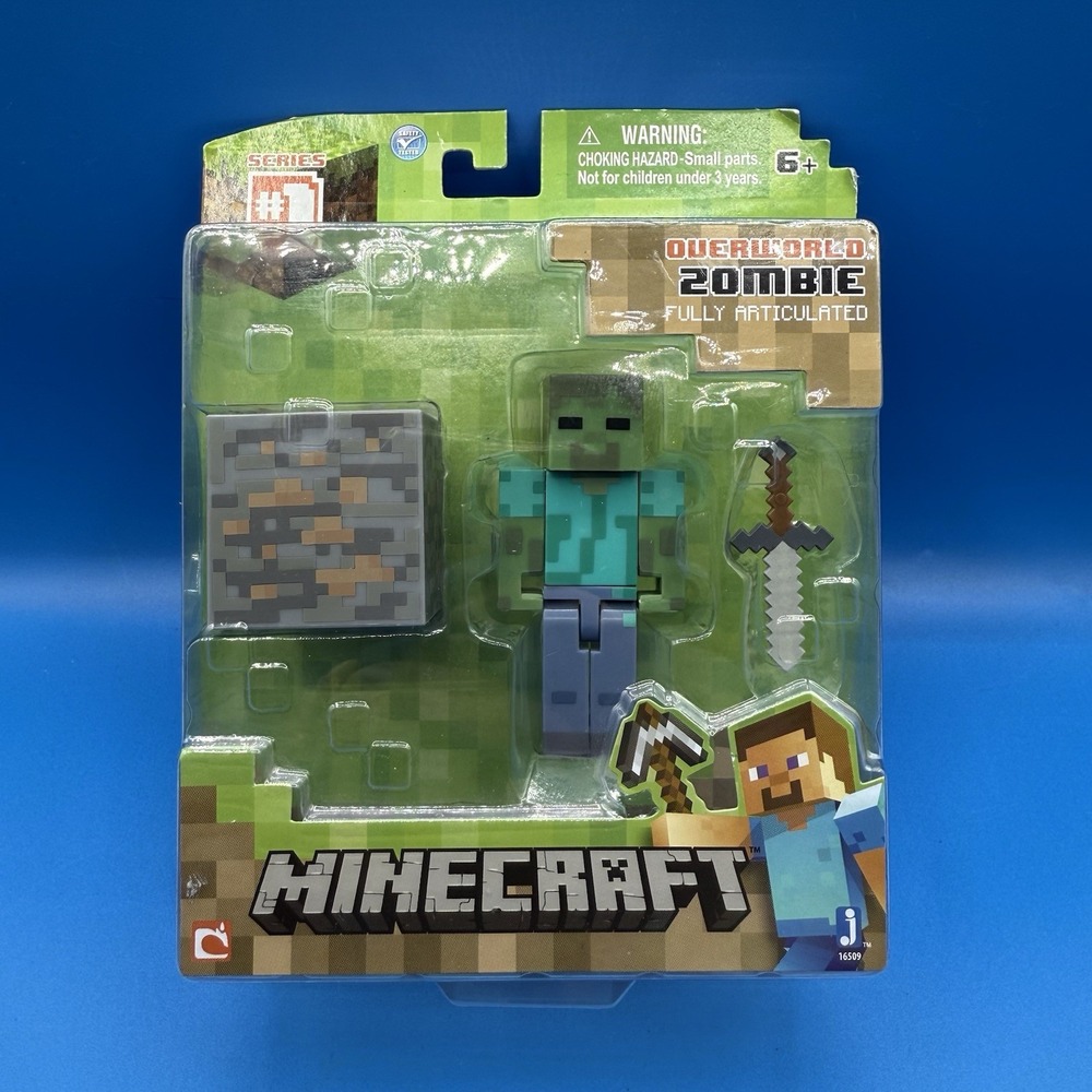 2014‎ Minecraft Series 1 Figure: OVERWORLD ZOMBIE (w/ Iron Ore Block & Sword)
